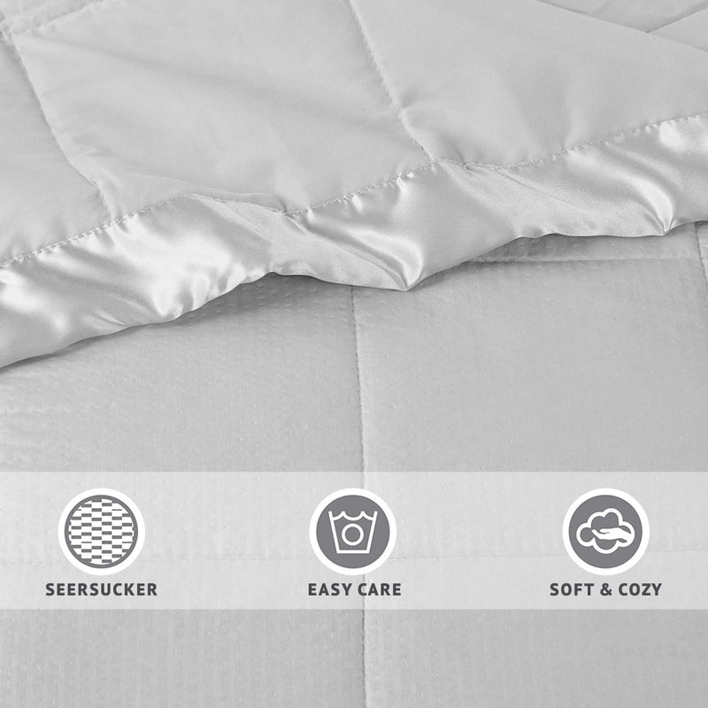 Madison Park Cambria Down Alternative Blanket  Premium 3M Scotchgard Moisture Wicking Treatment  Lightweight and Soft Bed Cover For Summer with Satin Trim  Oversized Full/Queen Gray - Image 5